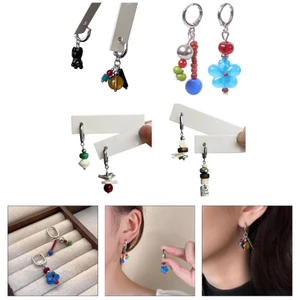 Exhila Thời Trang Bất Đối Xứng Đen Bông Tai Chó Màu Đen Thanh Lịch Bông Tai Chó Trang Trí Tai Theo Phong Cách Bất Đối Xứng Cho Một Hiện Đại