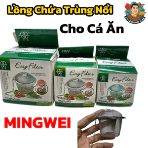 Rổ Inox Tròn Nổi Chứa Trùng Chỉ Cho Cá Ăn, Lọc Trà, Lọc Gia Vị Có Nắp, Móc Treo