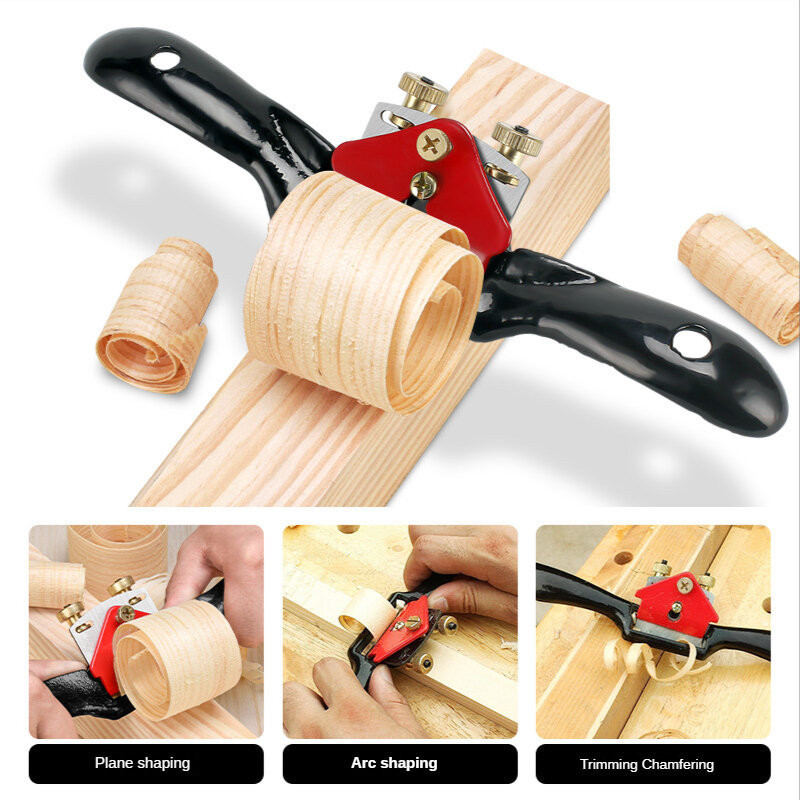 Bào Gọt Gỗ Cầm Tay Mini Đỏ Lưỡi Thép, Độ Bền Cao, Tuổi Thọ Dài, Bào Sắc Nét Ở Góc Cạnh Máy Bào Thường Không Vào Được
