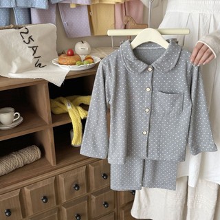 Bộ Đồ Ngủ Trẻ Em Cho Bé Dài Tay Hai Mảnh Ve Áo Phù Hợp Với Bé Gái Cardigan Dễ Thương Loungewear