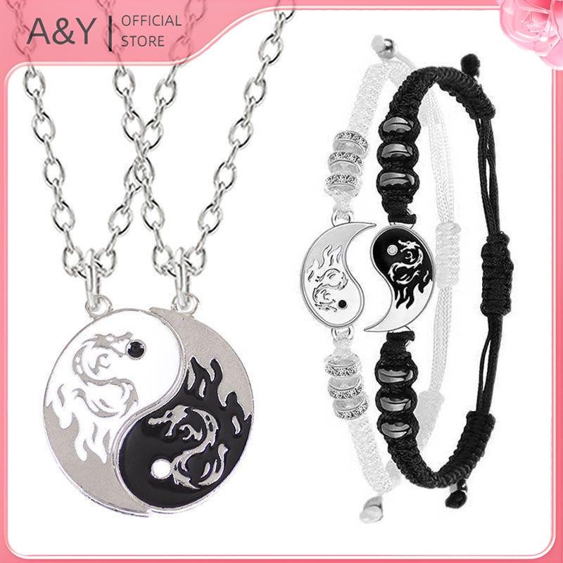A&amp;Y - Cặp Đôi Vòng Tay Điều Chỉnh Hình Rồng Âm Dương, Perfect Quà Tặng Ngày lễ tình nhân