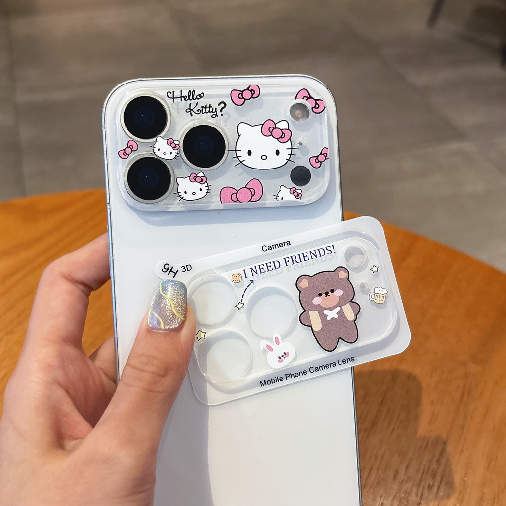 Dành Cho iPhone 17 / 17 Pro / 17 Pro Max / 16 Pro Max Phim Hoạt Hình Dễ Thương Kính Cường Lực Camera Phim Bảo Vệ Hello Kitty Kuromi Cinnamoroll Doremon Điện Thoại Bảo Vệ Camera