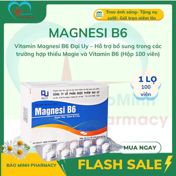 Vitamin Magnesi B6 Đại Uy – Hỗ trợ bổ sung trong các trường hợp thiếu Magie và Vitamin B6 (Hộp 100 viên)