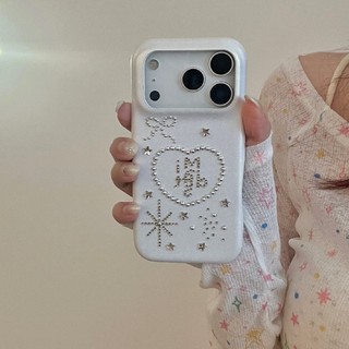 Kim Cương Hàn Quốc Đinh Tán Ngôi Sao Trái Tim Tình Yêu Da PU Ốp Lưng Điện Thoại iPhone 17 17Pro 17Promax 13 14 15 16 Pro Max Chống Sốc Ngọt Ngào Nữ Tính Vỏ Di Động