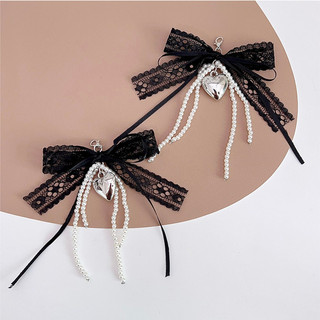 1 Chiếc Sang Trọng Ren Ngọc Trai Nơ Dây Quyến Rũ DIY Mặt Dây Chuyền Tình Yêu Dây Xích Khóa Thể Thao Trang Trí Phụ Kiện