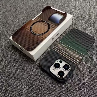 Thích hợp cho iPhone17proMax Ốp Điện Thoại Từ Tính Mờ Sợi Carbon 16 Nửa Gói Kẻ Sọc 15 Vỏ Bảo Vệ Hàng Spot