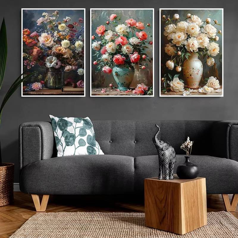 Vintage Bó Hoa Hồng Hồng Bắc Âu Thời Trang Tĩnh Vật Tranh Sơn Dầu In Poster Tranh Canvas Tranh Treo Tường Nghệ Thuật Hình Ảnh Trang Trí Nhà