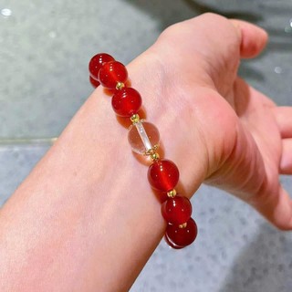 [N1096] - Vòng Tay Ngọc Trai Đá Lớn Nhân Tạo Màu Đỏ, Sang Trọng, Móc Cài Chắc Chắn, Phù Hợp Cho Nữ - DAISYN.