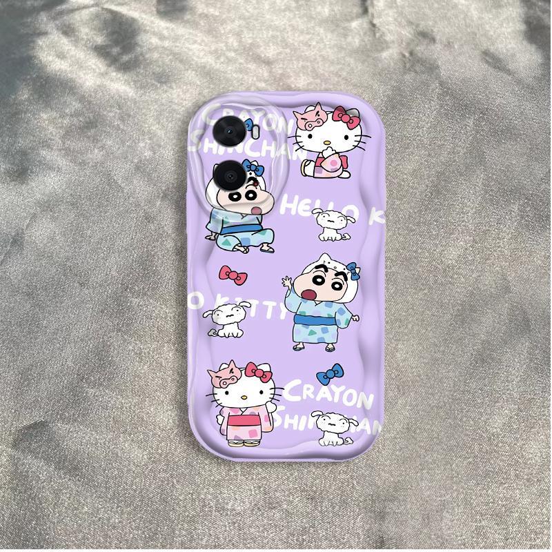 Ốp Silicon Hoạt Hình Cho OPPO A76 4G A96 4G A36 9i Bảo Vệ 3D Vỏ Điện Thoại Mềm TPU Kitty Crayon Shin-chan Sinh Viên Ốp Lưng Chống Sốc