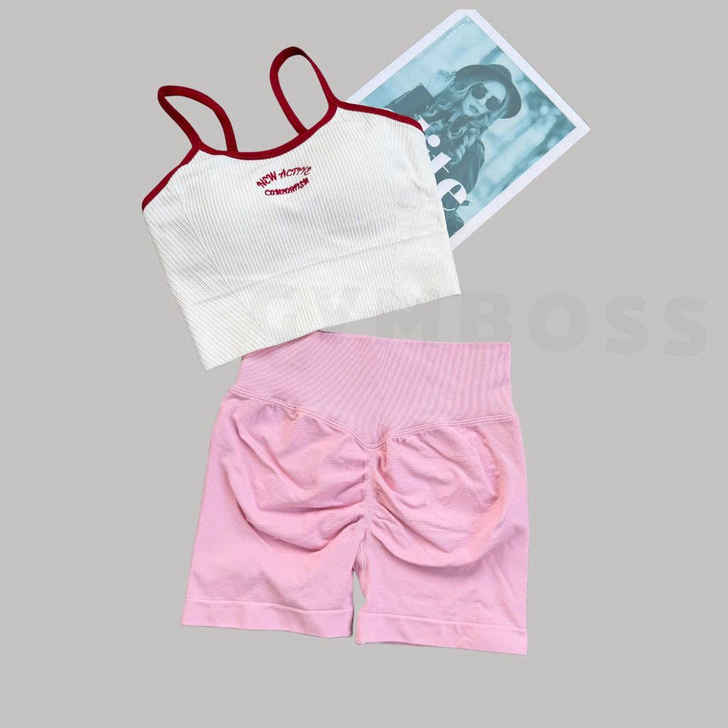 Bộ quần áo tâp gym,yoga,Chất dệt kim 10% elast dày dặn tôn form quần cạp cao + áo lưng kín,mút liền GB264