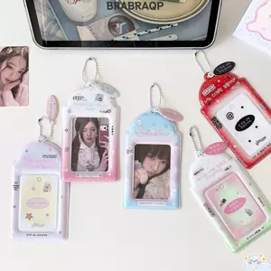 Móc khóa giữ Photocard BRBRAA, Hộp đựng thẻ ID 3 Inch bằng nhựa PVC, Hộp đựng thẻ hoạt hình treo phong cách INS di động cho quà tặng bé gái