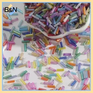 B & N 2x6mm Lõi bạc đầy màu sắc Lõi thủy tinh Séc Hạt Bugle Ống Spacer Hạt để làm đồ trang sức Phụ kiện may mặc.