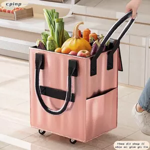 Túi đựng đồ cầm tay CPINCP, Túi mua sắm có thể gập lại chống nước, Thân thiện với môi trường có thể tái sử dụng với bánh xe Túi mua sắm du lịch ngoài trời
