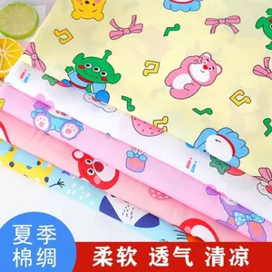 Bé Cotton Lụa Nhân Tạo Cotton Hoạt Hình In Hình Vải Mùa Hè Quần Muỗi Nhà Quần Áo Cotton Lụa Quần Áo Vải diy6.15