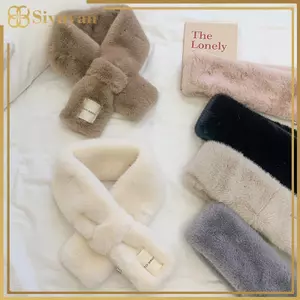 Siyuyan Lông Tơ Cổ Khăn Cho Nữ Giữ Ấm Thiện Lông Sjaal Nhiều Màu Sắc Chữ Thập Mùa Đông Khăn Mùa Thu Đông Lông Thú Giả Sang Trọng Elega VN