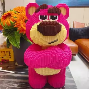 Khối xây dựng gấu dâu Tương thích Lego Đồ chơi lắp ráp giáo dục trẻ em Handmade diy Quà tặng ngày lễ tình nhân Quà tặng sinh nhật