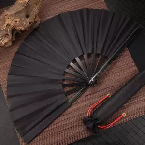 Quạt gấp phong cách Trung Hoa màu đen cổ điển, Quạt Kung Fu. Lý tưởng để trang trí đám cưới DIY