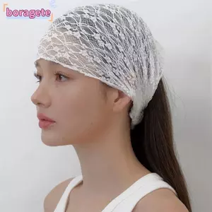 Băng đô ren lưới BORAGETE, Quấn tóc co giãn rỗng nhẹ, Tạo kiểu dáng thoáng khí thoải mái Mùa xuân mùa hè Mũ băng đô ren dành cho nữ