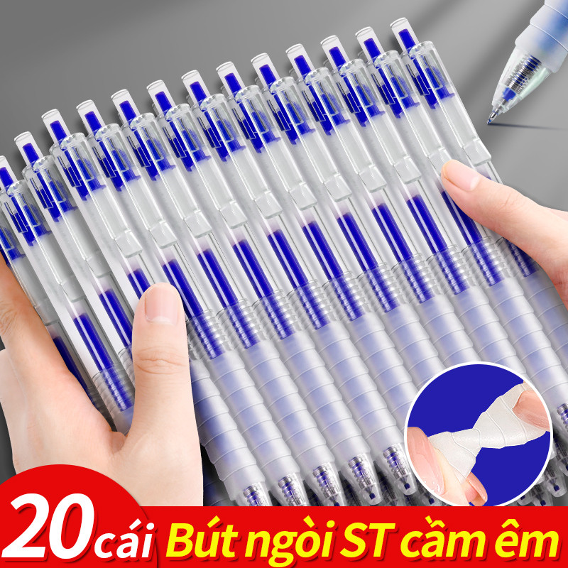 Bút gel bấm 0.5mm màu đen xanh đỏ vỏ trong suốt viết trơn nhanh khô tiện cho học tập văn phòng hot