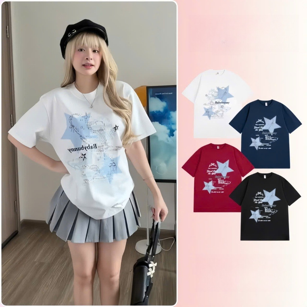 （Giao hàng 24h）Angela Áo Phông Nữ Form Rộng Tay Lỡ 100% Cotton 220gsm | T-Shirt Unisex Phong Cách Hàn Quốc AT112