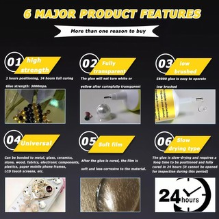 Keo dán đa năng siêu chắc E8000 15/50/110ml Dán Thủ Công Handmade,Keo Dẻo Acrylic Dán Gioăng Màn hình điện thoại - SUNND