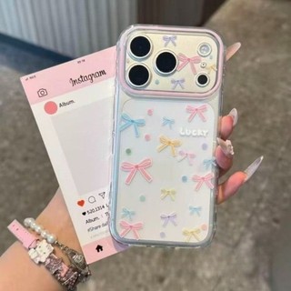 Dành Cho IPhone 17 16 15 14 plus 13 12 11 Pro Max 7 8 plus Đầy màu sắc nhỏ Bowknot rõ ràng trường hợp điện thoại di động