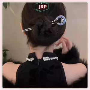 JRP Ngọc Trai Kim Loại Hình Chữ U Tóc Sti Retro Xanh Trắng Sứ Hình Chữ U Hanfu Kẹp Tóc Phụ Kiện Tóc JRP