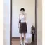 Váy hoa cổ điển phong cách Hàn Quốc cao cấp in màu cà phê giữa váy