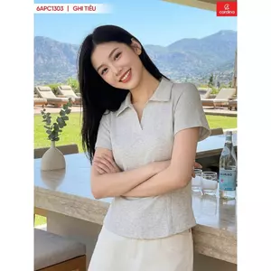 Áo polo nữ CARDINA chất cotton lá cổ bẻ nẹp cổ V 6APC13