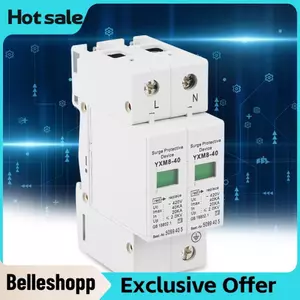 Belleshopp Bộ bảo vệ PV 220V 2P 40KA Thiết bị chống sét điện áp thấp bảo vệ nhà Hệ thống điện và thiết bị điện tải từ sấm sét tức thời