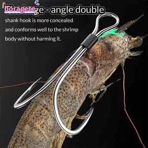 BORAGETE 5 Móc Mồi Tôm Sống, Giun Không Cỏ Móc Đôi Thép carbon Cao, 2025 Pickerel Mềm Giun 3 Kích Thước Bass Câu Cá Biển