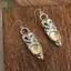 Retro Bạc Barn Owl Dangle Bông Tai Màu Vàng Tự Nhiên Citrine Inlay Mặc Hàng Ngày Dự Tiệc Quà Tặng Cho Nữ