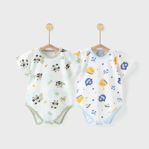 Quần Áo Xì Hơi Hà Bảo Tam Giác Quần Áo Tay Ngắn Hà Tam Giác Nam Nữ Quần Áo Mùa Hè Cho Bé Quần Áo Cotton Nguyên Chất Trẻ Sơ Sinh Leo Núi