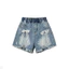 Bé Gái Nailed Denim Quần Short Mùa Hè 2026 Phong Cách Mới Trẻ Em Nơ Frayed Quần Ba Điểm