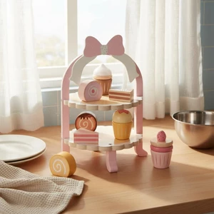 Quà Tặng Giả Vờ Tiệc Trà Món Tráng Miệng Đứng Sơn Hồng Sweet Shop Play Set Đánh Bóng Cạnh Cho Bé Gái, Trẻ Em