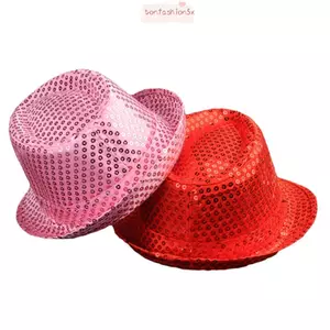 ITRUMPET Jazz Hat, Sequins Cosplay Panama Cap, Sân khấu sáng bóng bền bỉ Hóa trang khiêu vũ Mũ Ngày lễ