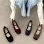 TT Mũi Vuông Mary Jane Giày Nữ Bên Trong Tăng Chiều Cao Khóa Phẳng Dây Đeo Nơ Giày Đơn Phù Hợp Với Váy Khâu