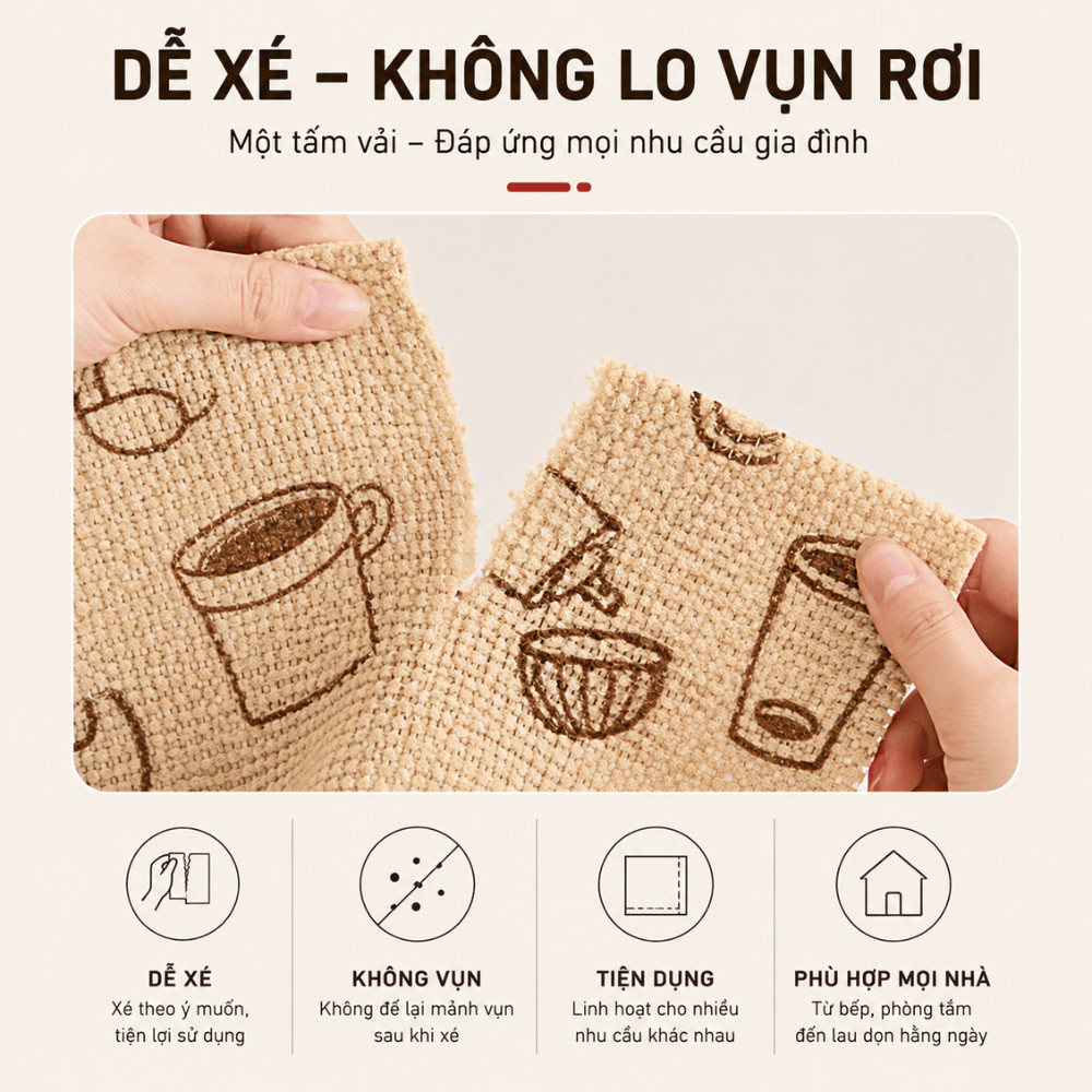 Khăn Lau Bếp Đa Năng Siêu Thấm Hút Tái Sử Dụng HOMIE, Cuộn Khăn Kháng Khuẩn Chống Dầu, Không Xơ Vải