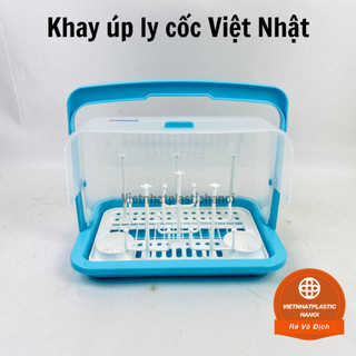Kệ úp chén có nắp đậy, khay úp cốc, giá úp bình sữa Việt Nhật