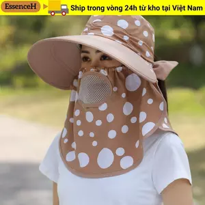 Mũ hái trà ESSENCEH, Mũ làm việc nông nghiệp chống tia cực tím vành rộng, Khăn choàng bán chạy Bảo vệ chống nắng cổ và che nắng Mũ đuôi ngựa cho nữ Bốn mùa