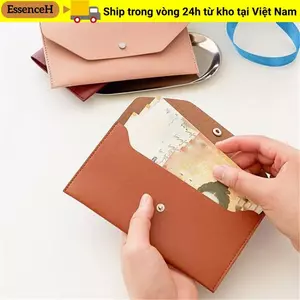 Giá đỡ túi đựng tiền ESSENCEH, Ví đựng tiền mặt siêu mỏng chống mài mòn, Thẻ tín dụng bằng da PU chống thấm nước di động Holoder Nam Nữ