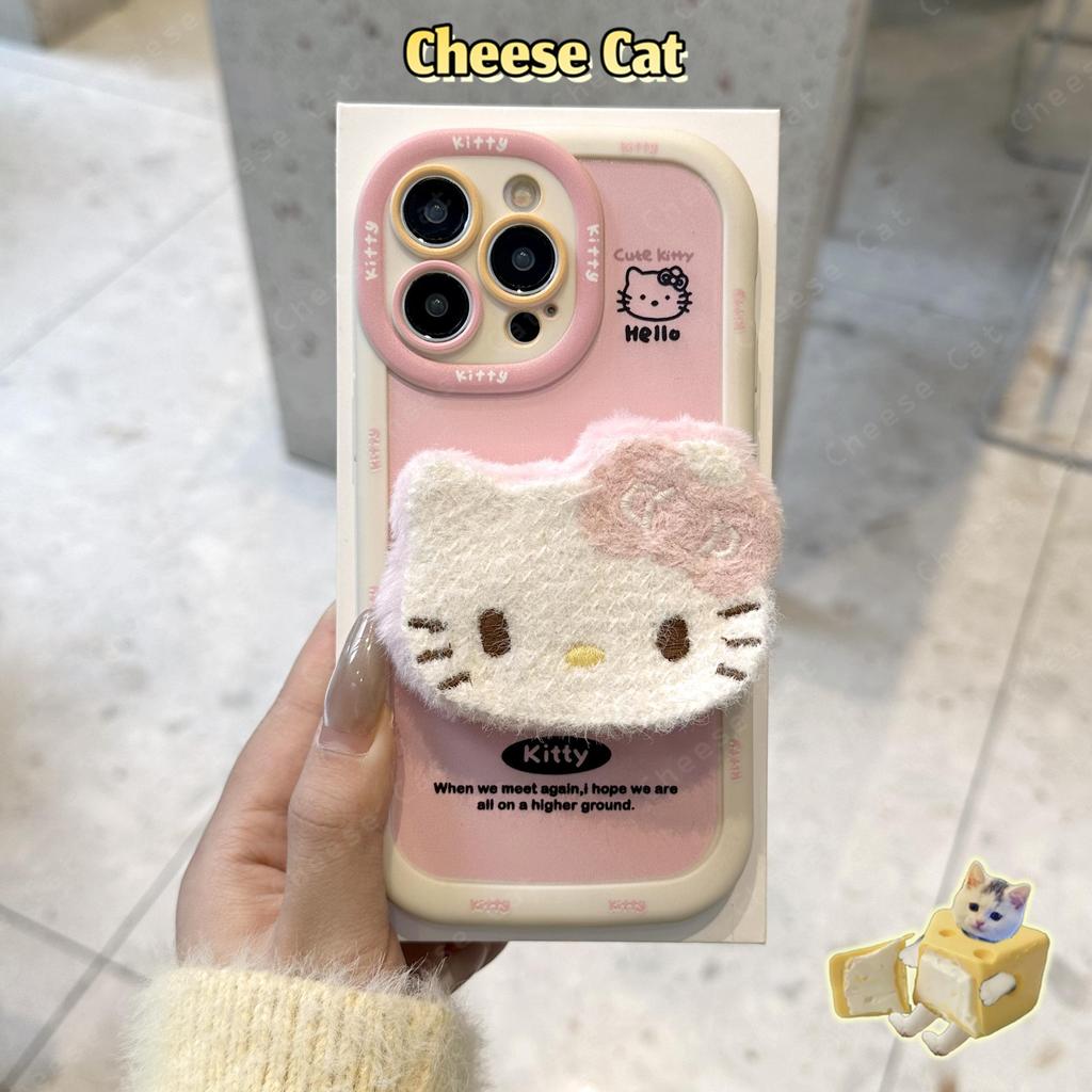 Sang Trọng Kitty Màu Hồng Ốp Lưng Điện Thoại iPhone 13 12 11 14 15 16 17 Pro Max XR Xs Max 7 Plus Silicone Bảo Vệ