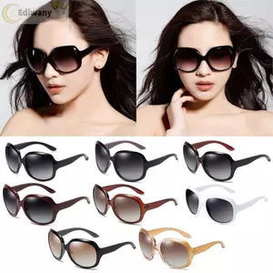 Kính râm quá khổ EDIWANY, Kính râm tròn chống tia cực tím ống kính Gradient, Kính râm nữ khung elip nhẹ cổ điển dành cho nữ và nam giới