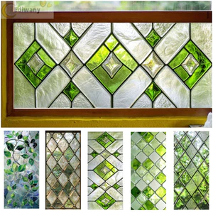 Phim Cửa Sổ EDIWANY, Phim Dán Tĩnh PVC Châu Âu Retro, Có Thể Tháo Rời Lá Xanh Nhiều Màu Sắc Tĩnh Điện Bảo Vệ Quyền Riêng Tư Phim Trang Trí
