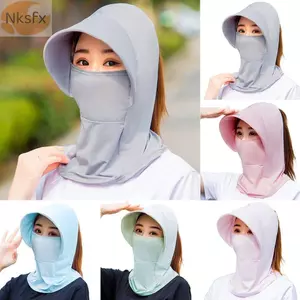 Mũ che nắng lụa băng NKSFX, Mũ che nắng thoáng khí vành rộng, Thời trang khô nhanh Chống tia cực tím Bảo vệ mặt Mũ chống nắng mùa hè