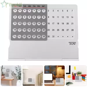Lịch để bàn YUUKII, Cài đặt thủ công có thể điều chỉnh Lịch vạn niên, Sử dụng lặp đi lặp lại sáng tạo Hợp kim nhôm Mini đứng Lịch để bàn hàng tháng tại nhà