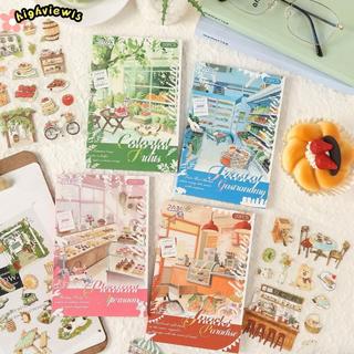 HIGHVIEWLS Nhật Ký Miếng Dán, 20 Tờ DIY Miếng Dán Sách, Phim Hoạt Hình Chống Thấm Nước Dòng Thời Gian Ngon Sổ Lưu Niệm Miếng Dán Đồ Dùng Văn Phòng Phẩm