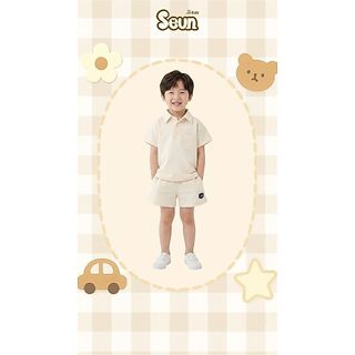 | SEUNKIDS | Bộ polo bé trai tay ngắn cotton 4 chiều xanh đen kem xám bộ đồ bé trai đồ bộ bé trai