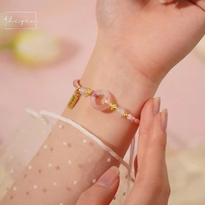 Ostara - Vòng tay Hồng Đào An Nhiên - Charm Đá Mã Não - Quà Tặng Ý Nghĩa Mang Lại May Mắn, An Yên