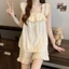 Phụ Nữ Đơn Giản Màu Ren Viền Camisole Pyjama Bộ Có Miếng Lót Ngực Để Mặc Ngoài Trời Trong Nhà Hàng Ngày Nhà Thường Ngày Giải Trí Mùa Hè Dịp
